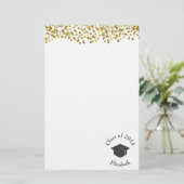 Faux Gold Confetti & Graduation Cap Class of 20xx Briefpapier (Staand voorkant)
