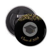 Faux Gold Confetti & Graduation Cap Class of 20xx Button Flesopener (Voorkant)
