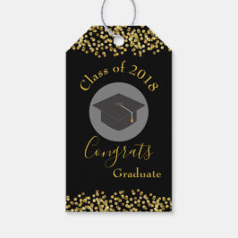 Faux Gold Confetti & Graduation Cap Class of 20xx Cadeaulabel