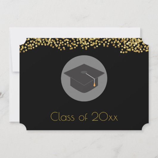 Faux Gold Confetti & Graduation Cap Class of 20xx Kaart (Voorkant)