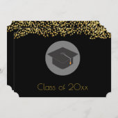 Faux Gold Confetti & Graduation Cap Class of 20xx Kaart (Voorkant / Achterkant)