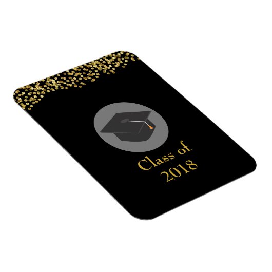 Faux Gold Confetti & Graduation Cap Class of 20xx Magneet (Rechterzijde)