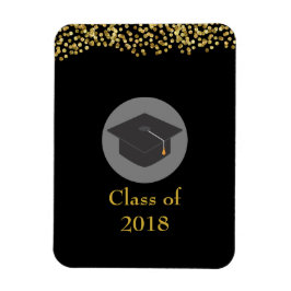 Faux Gold Confetti & Graduation Cap Class of 20xx Magneet