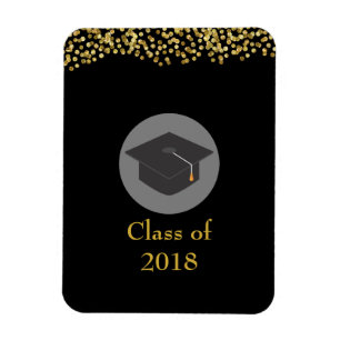 Faux Gold Confetti & Graduation Cap Class of 20xx Magneet