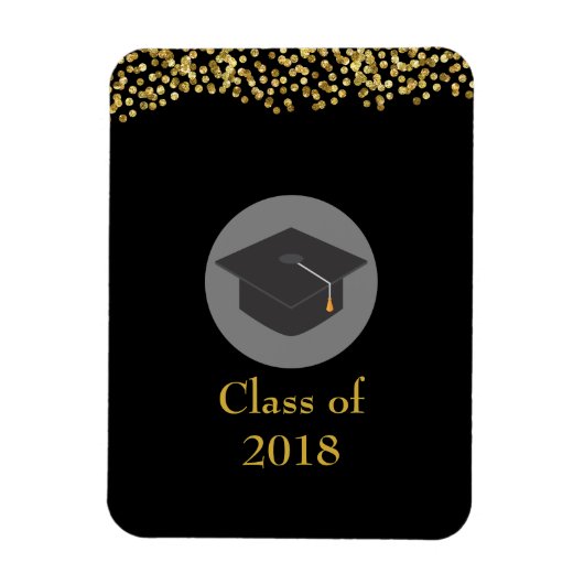 Faux Gold Confetti & Graduation Cap Class of 20xx Magneet (Verticaal)