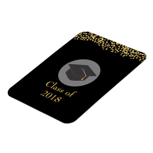 Faux Gold Confetti & Graduation Cap Class of 20xx Magneet (Linkerzijde)