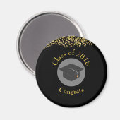 Faux Gold Confetti & Graduation Cap Class of 20xx Magneet (Voorkant / Achterkant)