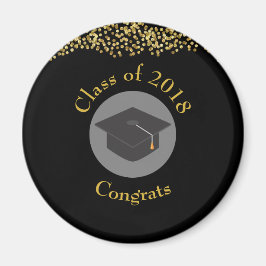 Faux Gold Confetti & Graduation Cap Class of 20xx Magneet