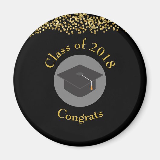 Faux Gold Confetti & Graduation Cap Class of 20xx Magneet (Voorkant)