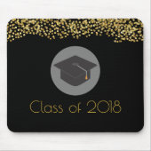Faux Gold Confetti & Graduation Cap Class of 20xx Muismat (Voorkant)