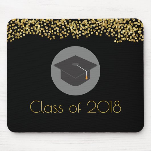Faux Gold Confetti & Graduation Cap Class of 20xx Muismat (Voorkant)