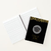 Faux Gold Confetti & Graduation Cap Class of 20xx Notitieboek (Binnen)