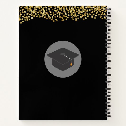 Faux Gold Confetti & Graduation Cap Class of 20xx Notitieboek (Achterkant)