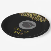 Faux Gold Confetti & Graduation Cap Class of 20xx Papieren Bordje (Gekanteld)
