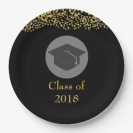Faux Gold Confetti & Graduation Cap Class of 20xx Papieren Bordje