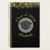 Faux Gold Confetti & Graduation Cap Class of 20xx Planner (Voorkant)