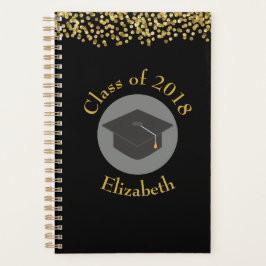 Faux Gold Confetti & Graduation Cap Class of 20xx Planner