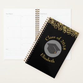 Faux Gold Confetti & Graduation Cap Class of 20xx Planner