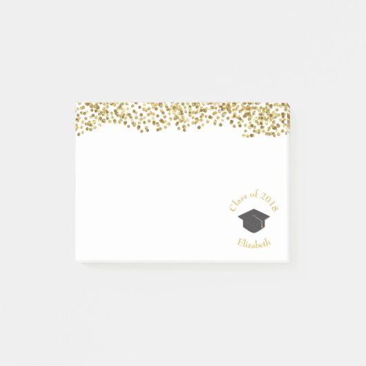 Faux Gold Confetti & Graduation Cap Class of 20xx Post-it® Notes (Voorkant)