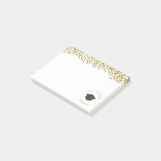 Faux Gold Confetti & Graduation Cap Class of 20xx Post-it® Notes (Schuin)