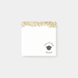 Faux Gold Confetti & Graduation Cap Class of 20xx Post-it® Notes