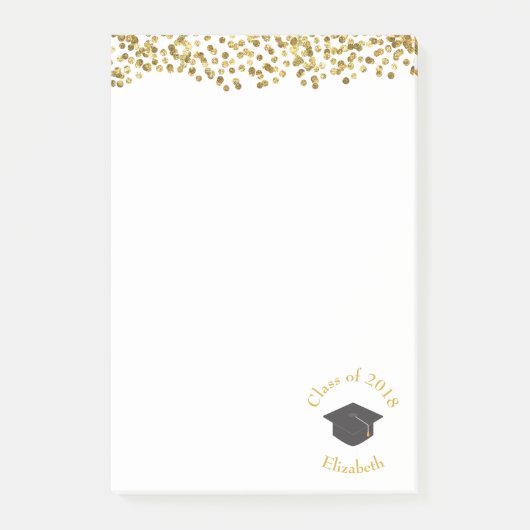 Faux Gold Confetti & Graduation Cap Class of 20xx Post-it® Notes (Voorkant)