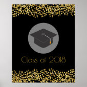 Faux Gold Confetti & Graduation Cap Class of 20xx Poster (Voorkant)
