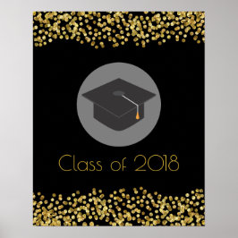 Faux Gold Confetti & Graduation Cap Class of 20xx Poster