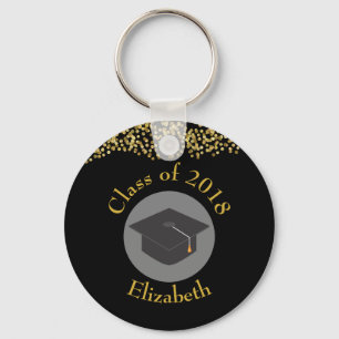 Faux Gold Confetti & Graduation Cap Class of 20xx Sleutelhanger
