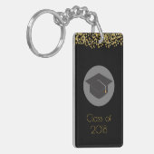 Faux Gold Confetti & Graduation Cap Class of 20xx Sleutelhanger (Voorkant Links)
