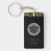 Faux Gold Confetti & Graduation Cap Class of 20xx Sleutelhanger (Voorkant)