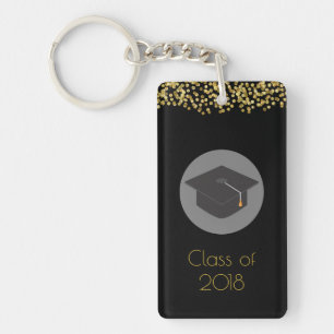 Faux Gold Confetti & Graduation Cap Class of 20xx Sleutelhanger