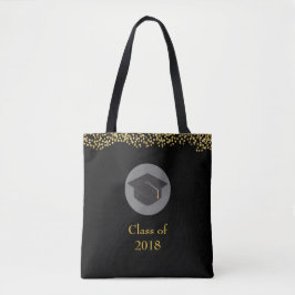 Faux Gold Confetti & Graduation Cap Class of 20xx Tote Bag