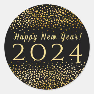 Faux Gold Confetti Happy New Year 2019 Ronde Sticker