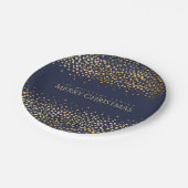 Faux Gold Confetti Merry Christmas Monogram Blauw Papieren Bordje (Gekanteld)