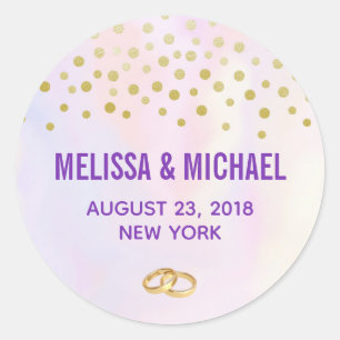 Faux Gold Confetti met bruiloft Ronde Sticker