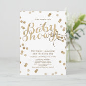 Faux Gold Confetti Modern Baby shower Invitation Kaart (Staand voorkant)