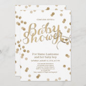 Faux Gold Confetti Modern Baby shower Invitation Kaart (Voorkant / Achterkant)