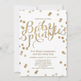 Faux Gold Confetti Moderne Baby Uitnodiging