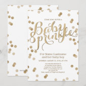 Faux Gold Confetti Moderne Baby Uitnodiging (Voorkant / Achterkant)