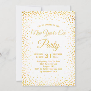 Faux Gold Confetti New Years Eve Party Wit Kaart