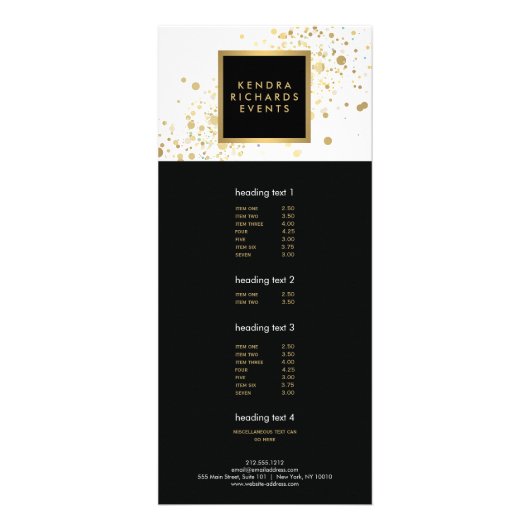 Faux Gold Confetti op de moderne witte Rack Kaart (Voorkant)