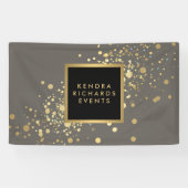 Faux Gold Confetti op Modern Grey Banner (Horizontaal)