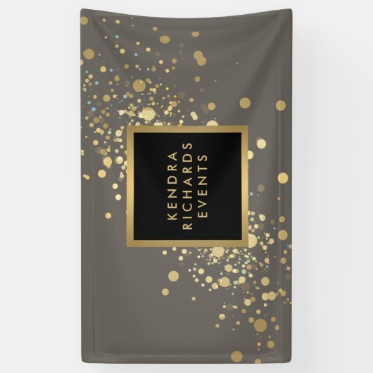 Faux Gold Confetti op Modern Grey Banner (Verticaal)