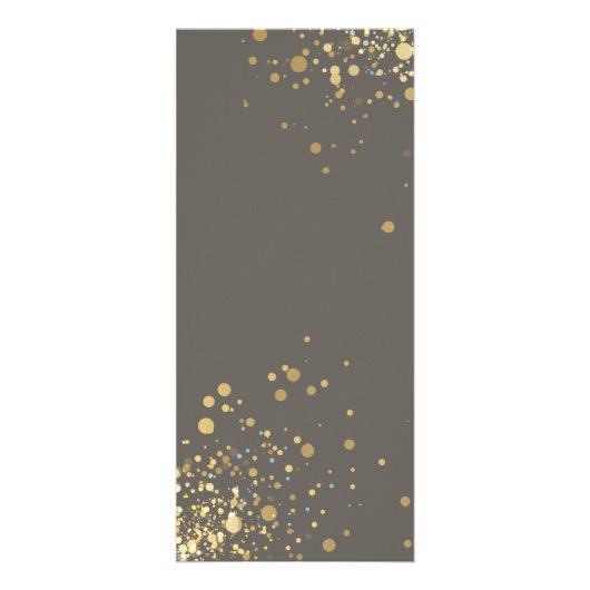 Faux Gold Confetti op Modern Grey Rack Kaart (Achterkant)