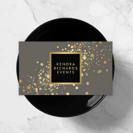Faux Gold Confetti op modern grijs Visitekaartje