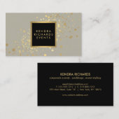Faux Gold Confetti op Modern Tan Visitekaartje (Voorkant / Achterkant)