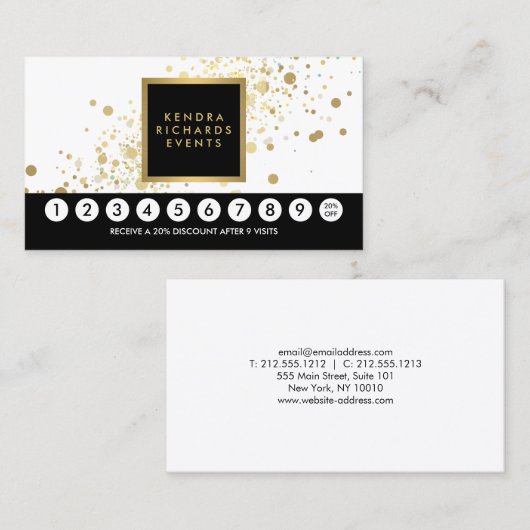 Faux Gold Confetti op Modern White II Loyalty Kaar (Voorkant / Achterkant)