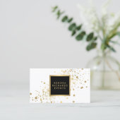Faux Gold Confetti op modern wit Visitekaartje (Staand voorkant)
