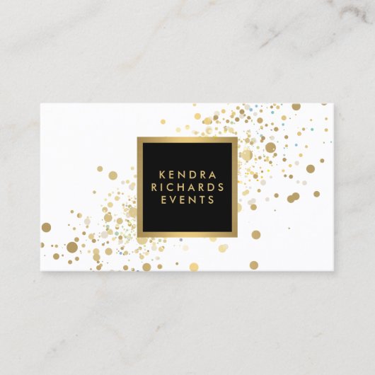 Faux Gold Confetti op modern wit Visitekaartje (Voorkant)